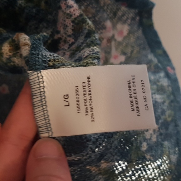 Warehouse One teal green floral print light knit  cardigan - Picture 4 of 6